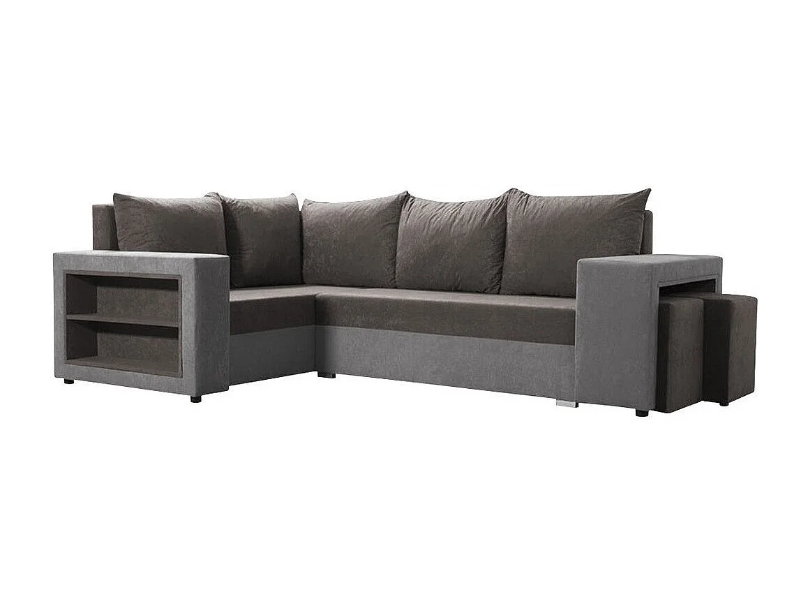 Sofá rinconero Muncie 103, Gris, Función de descanso, Almacenaje, 250x162x85cm