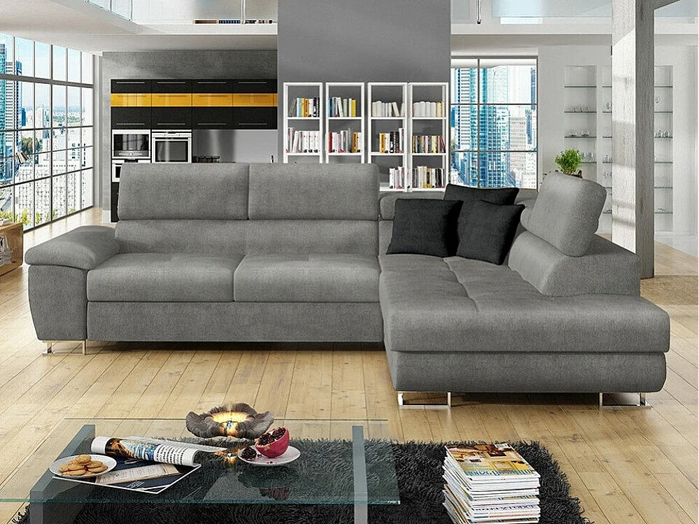 Canapé d'angle Comfivo 166, Gris, Disponible, 270x202x71cm