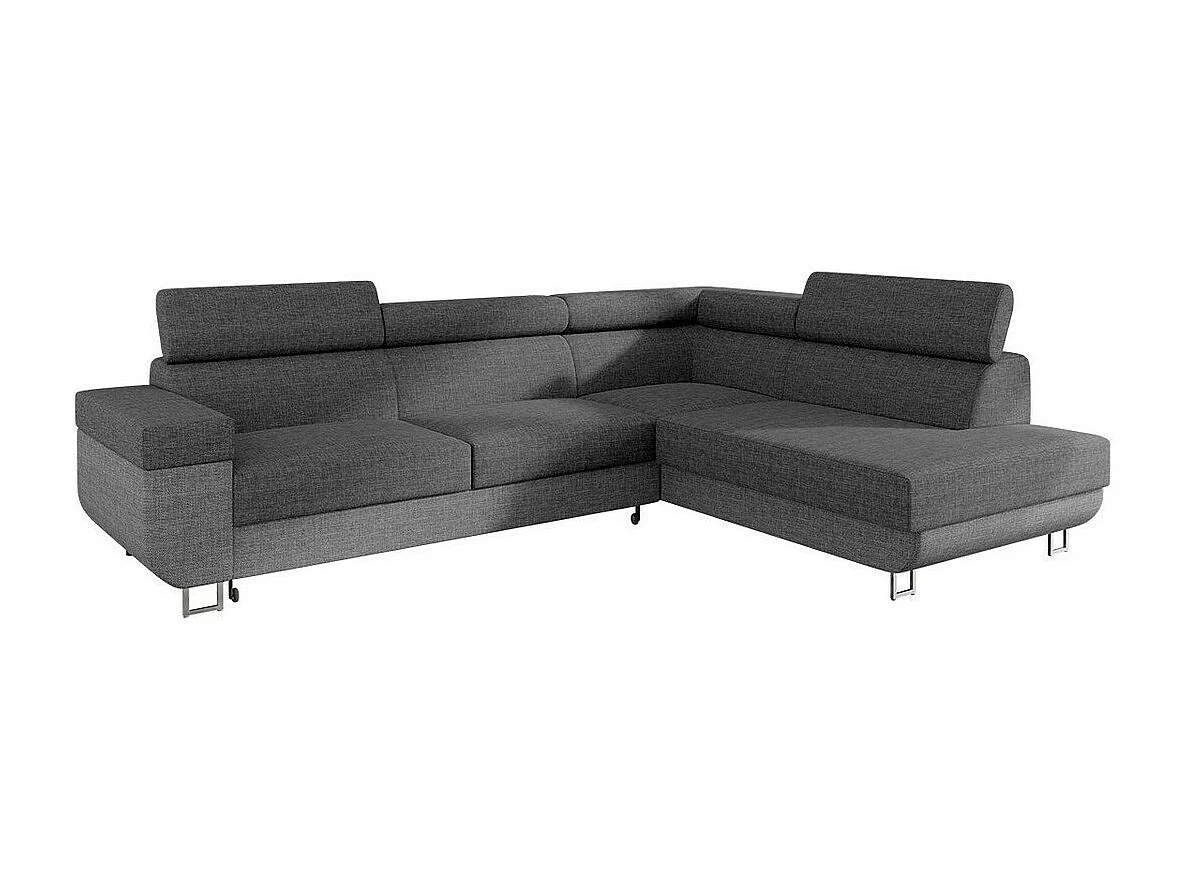 Canapé d'angle Comfivo 306, Gris, Fonction de couchage, Boîte de literie, 253x188x71cm
