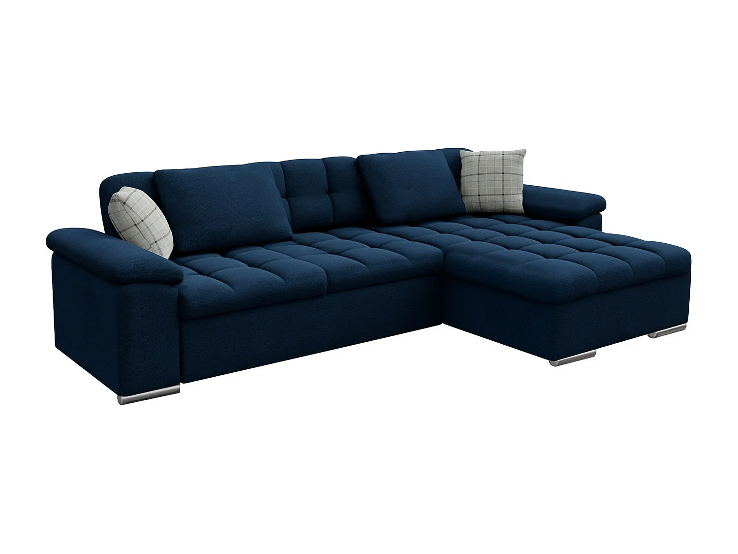 Sofá rinconero Comfivo 107, Azul, Función de descanso, Almacenaje, 280x160x76cm