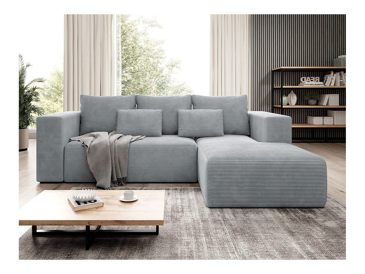 Canapé d'angle Arvada 116, Gris, Fonction de couchage, Boîte de literie, 255x161x91cm