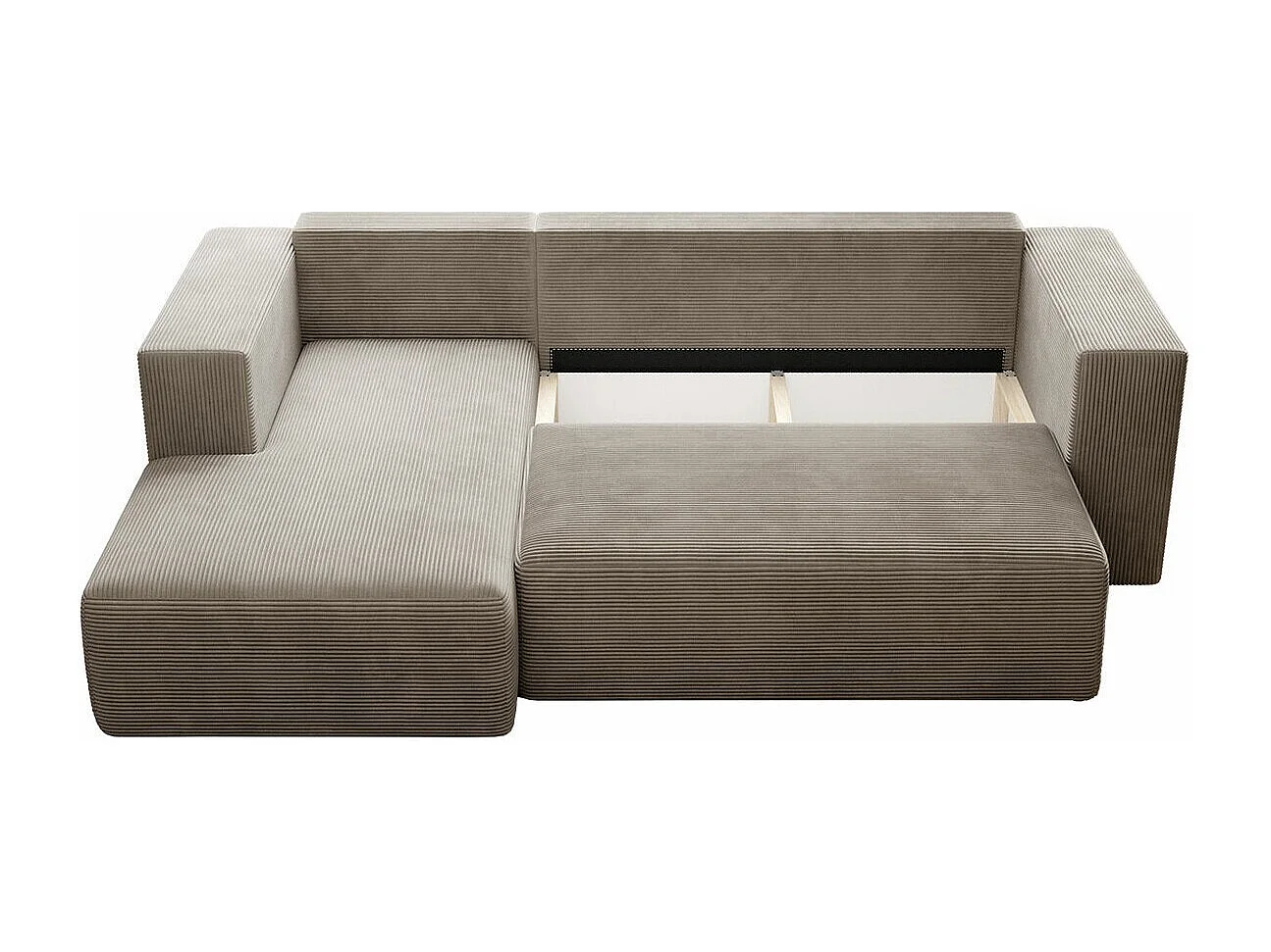 Sofá rinconero Arvada 116, Gris, Función de descanso, Almacenaje, 255x161x91cm