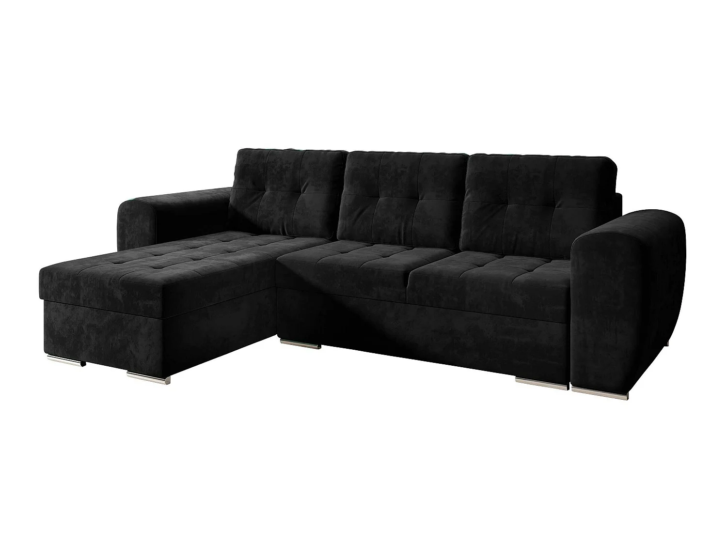 Sofá rinconero Muncie 109, Negro, Función de descanso, Almacenaje