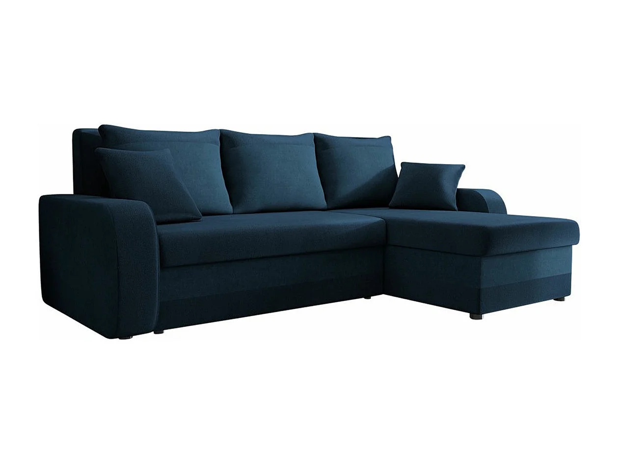 Canapé d'angle Comfivo 135, Bleu, Fonction de couchage, Boîte de literie, 238x147x80cm