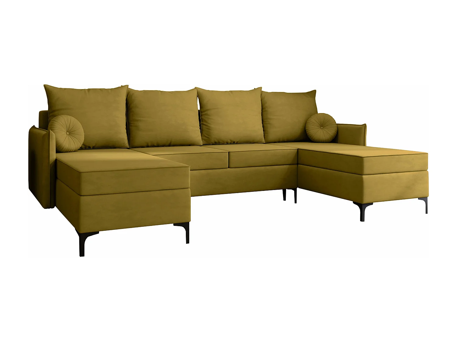 Canapé d'angle Clovis 111, Jaune, Fonction de couchage, Boîte de literie, 281x168x101cm