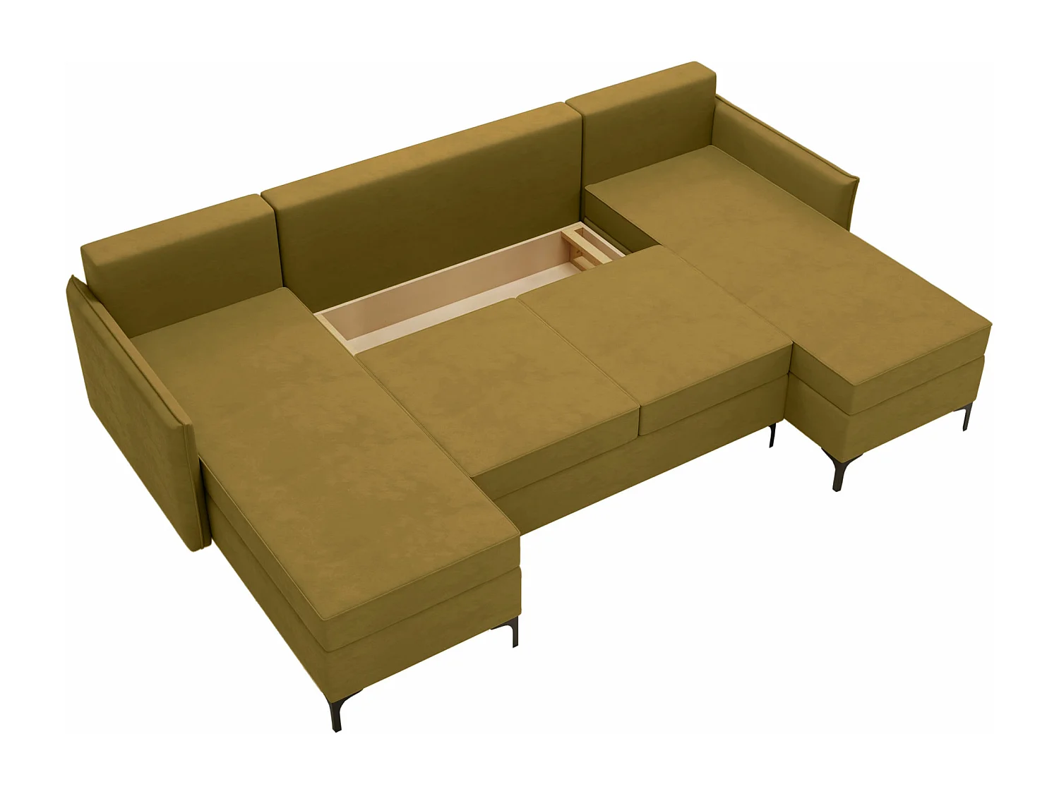 Canapé d'angle Clovis 111, Jaune, Fonction de couchage, Boîte de literie, 281x168x101cm