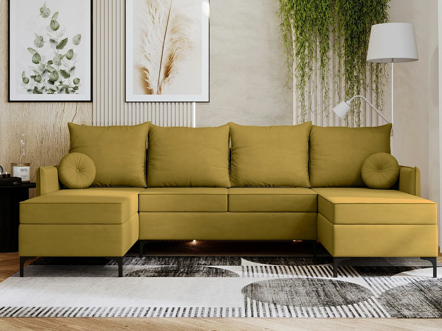 Canapé d'angle Clovis 111, Jaune, Disponible, 281x168x101cm