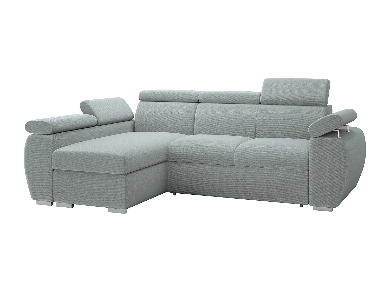 Canapé d'angle Columbus 132, Gris clair, Disponible, 255x170x85cm