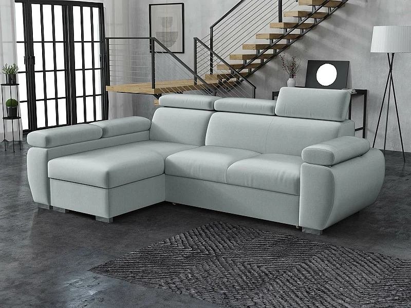 Sofá rinconero Columbus 132, Gris, Función de descanso, Almacenaje, 255x170x85cm