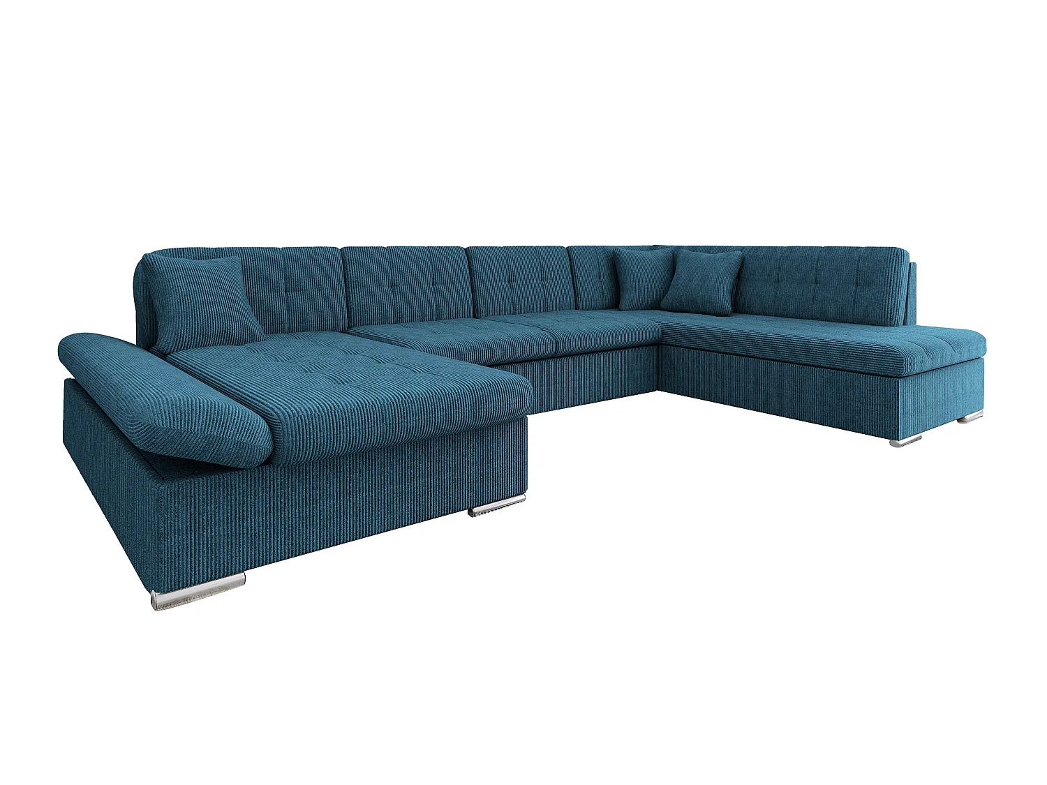 Sofá rinconero Comfivo Tilia I, Azul, Función de descanso, Almacenaje, 345x205x76cm