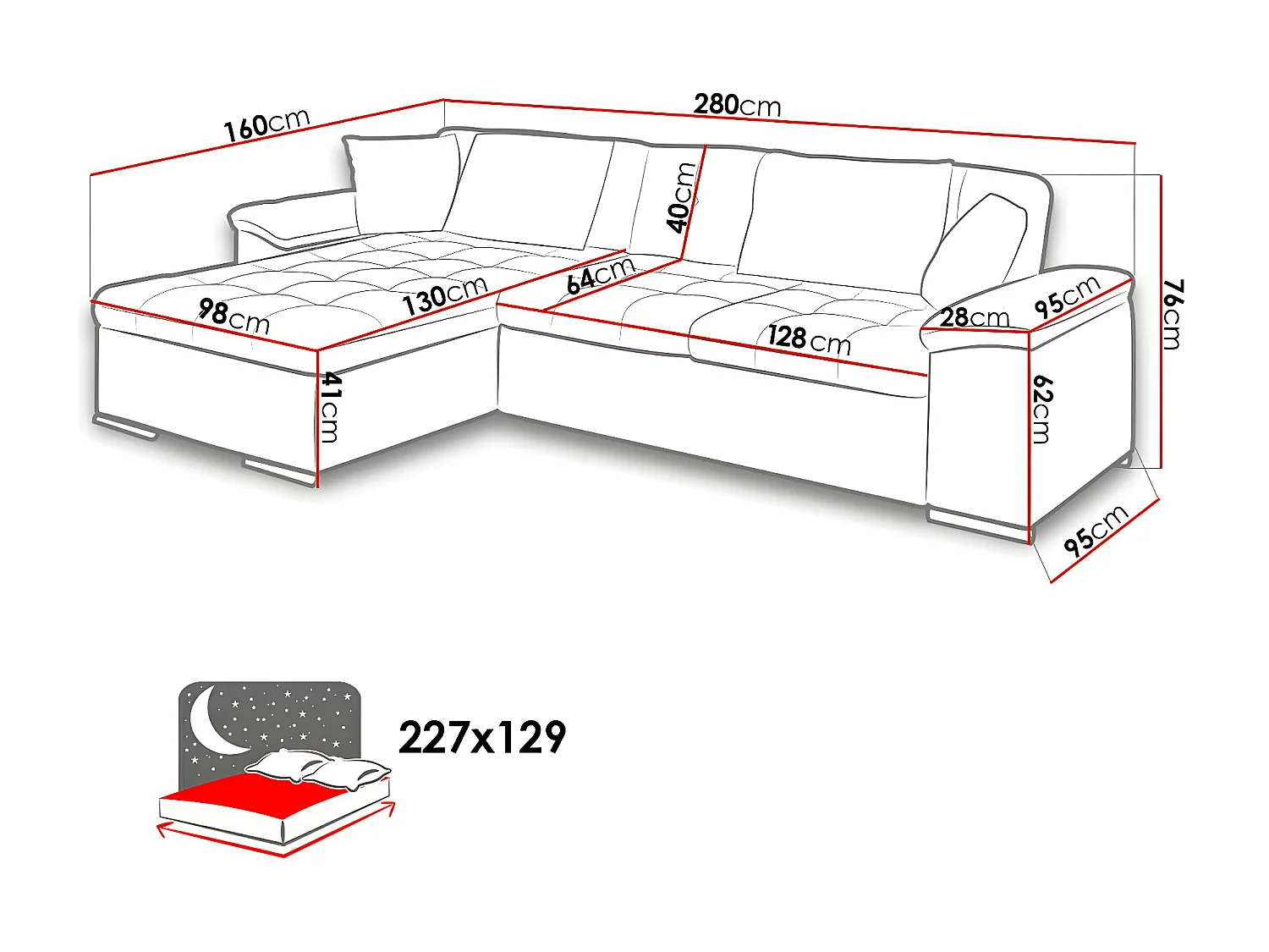 Canapé d'angle Comfivo 181, Brun clair, Disponible, 280x160x76cm