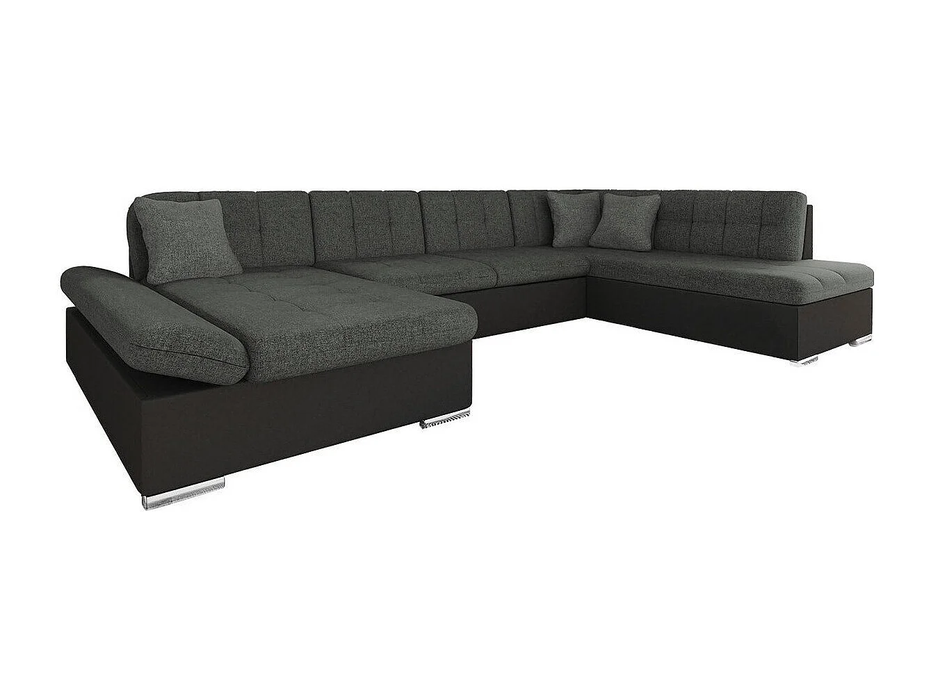 Sofá rinconero Comfivo Tilia, Gris oscuro, Función de descanso, Almacenaje, 345x205x76cm