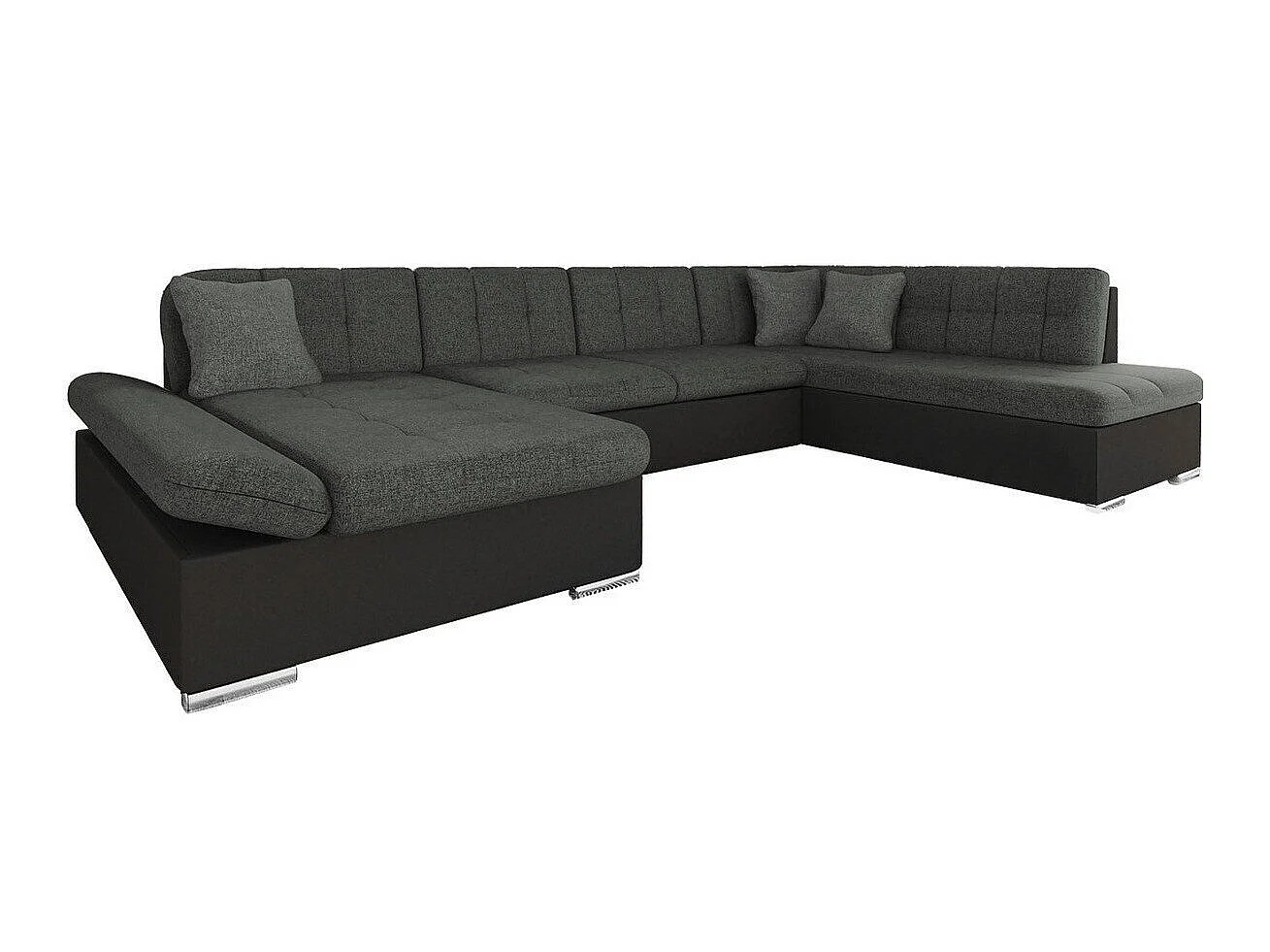 Canapé d'angle convertible 3 places en simili cuir gris