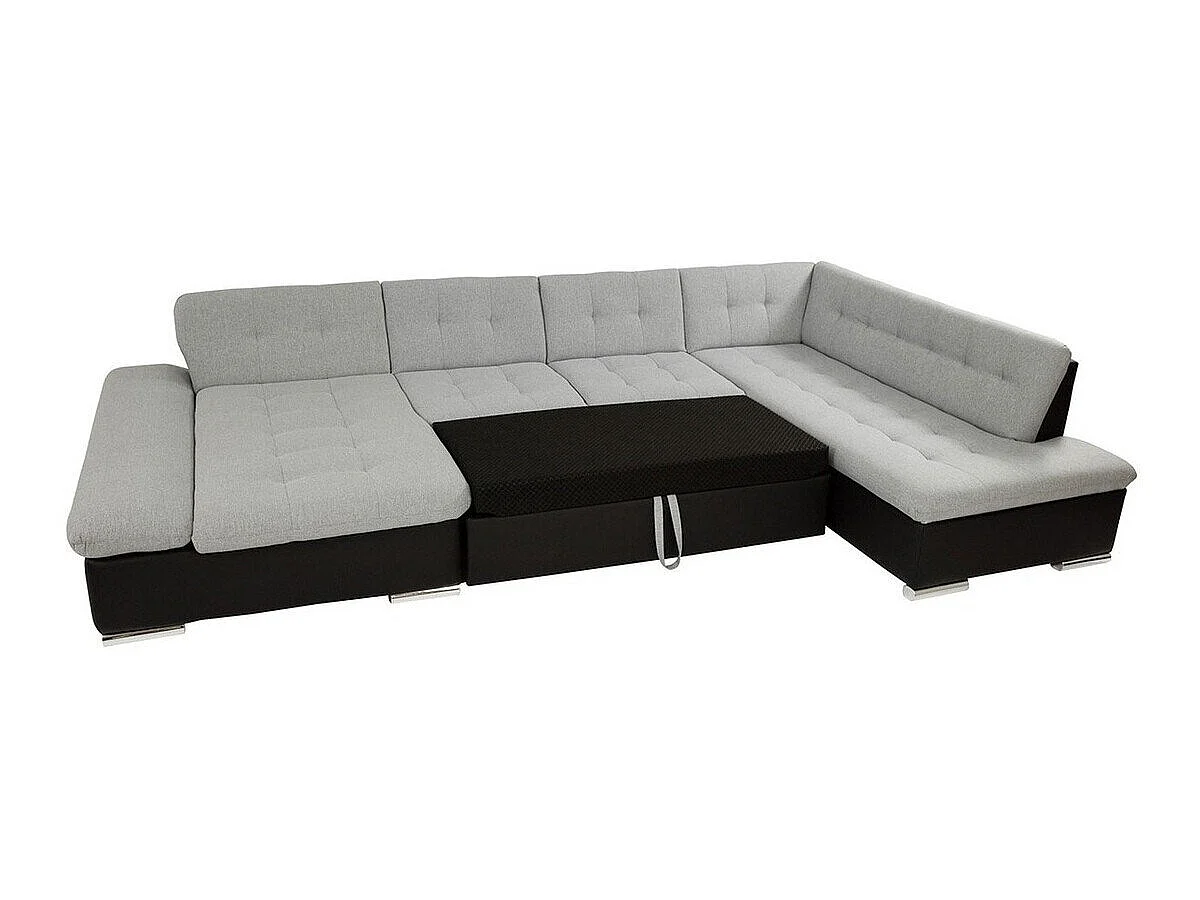 Canapé d'angle convertible 3 places en simili cuir gris