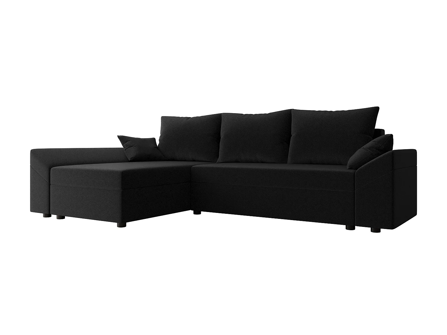 Sofá rinconero Memphis 130, Negro, Función de descanso, Almacenaje