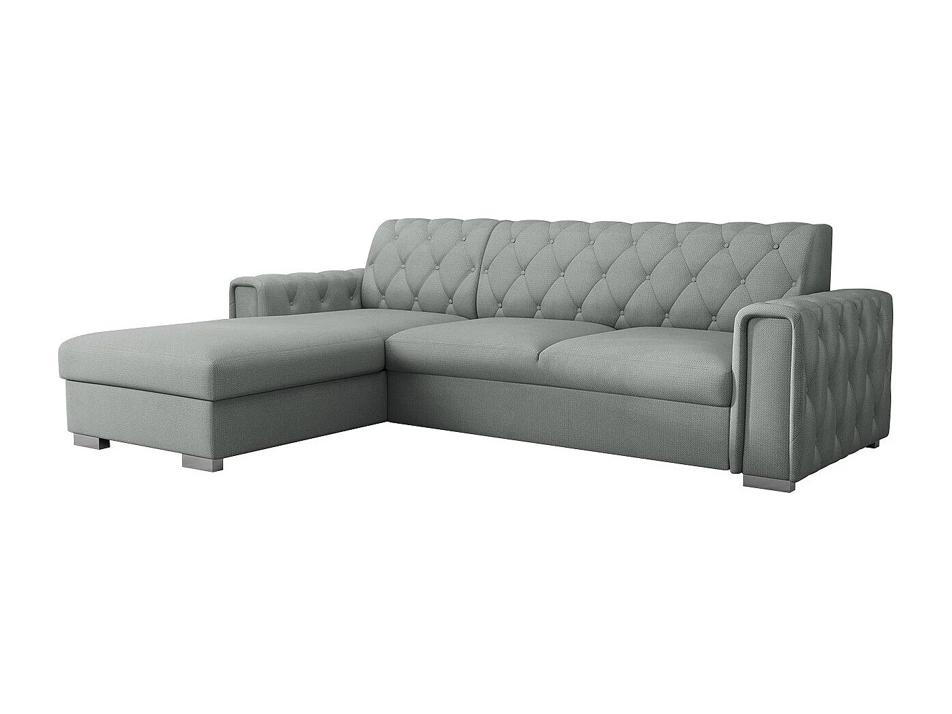 Sofá rinconero Columbus 203, Gris, Función de descanso, Almacenaje, 267x185x85cm