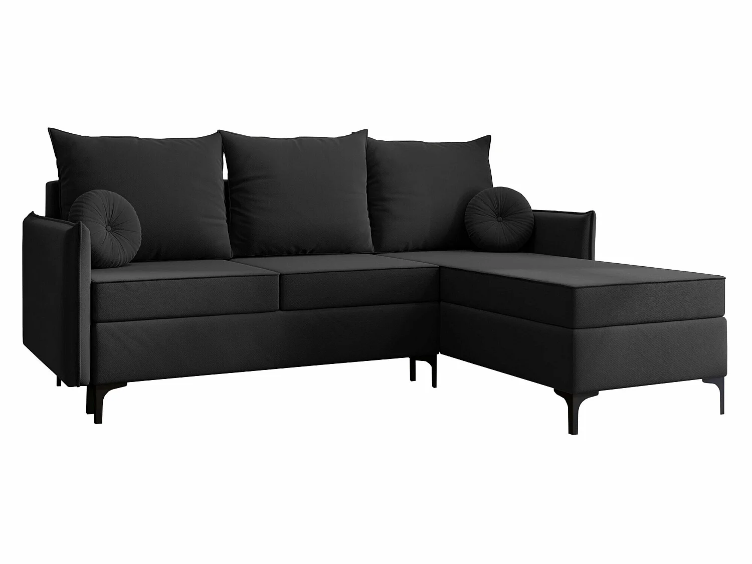 Sofá rinconero Clovis 112, Negro, Función de descanso, Almacenaje