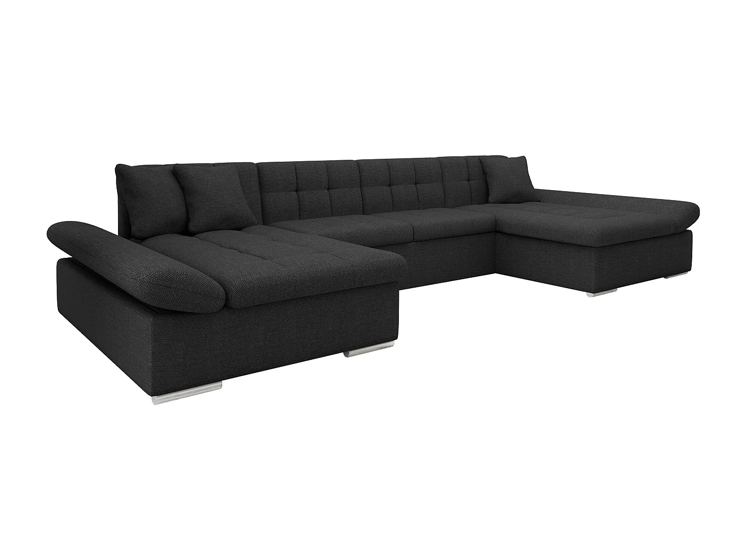 Sofá rinconero Comfivo 155, Negro, Función de descanso, Almacenaje, 360x160x75cm