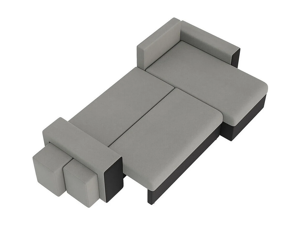 Canapé d'angle Memphis 124, Gris, Fonction de couchage, Boîte de literie, 256x139x80cm