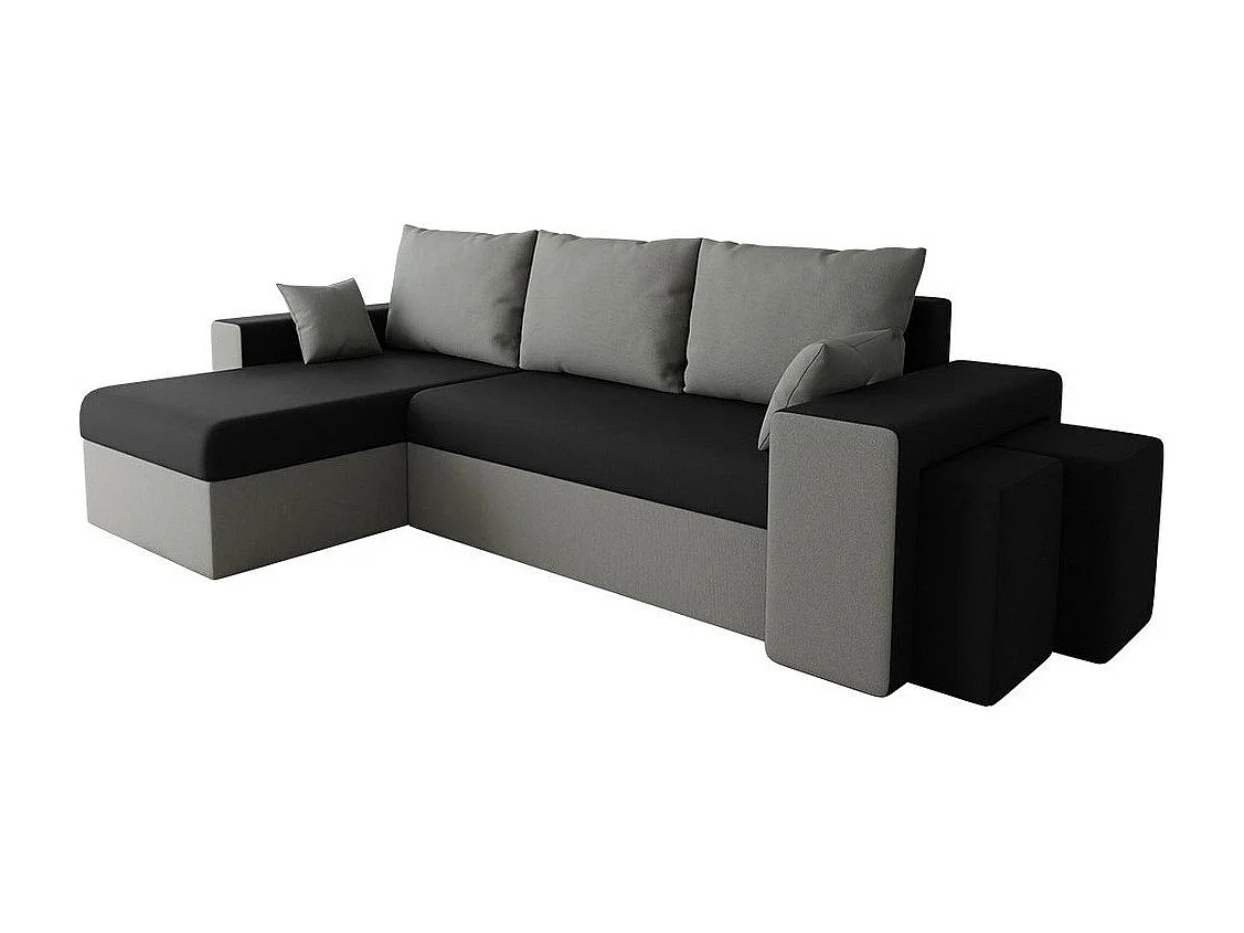 Sofá rinconero Memphis 124, Gris, Función de descanso, Almacenaje, 256x139x80cm