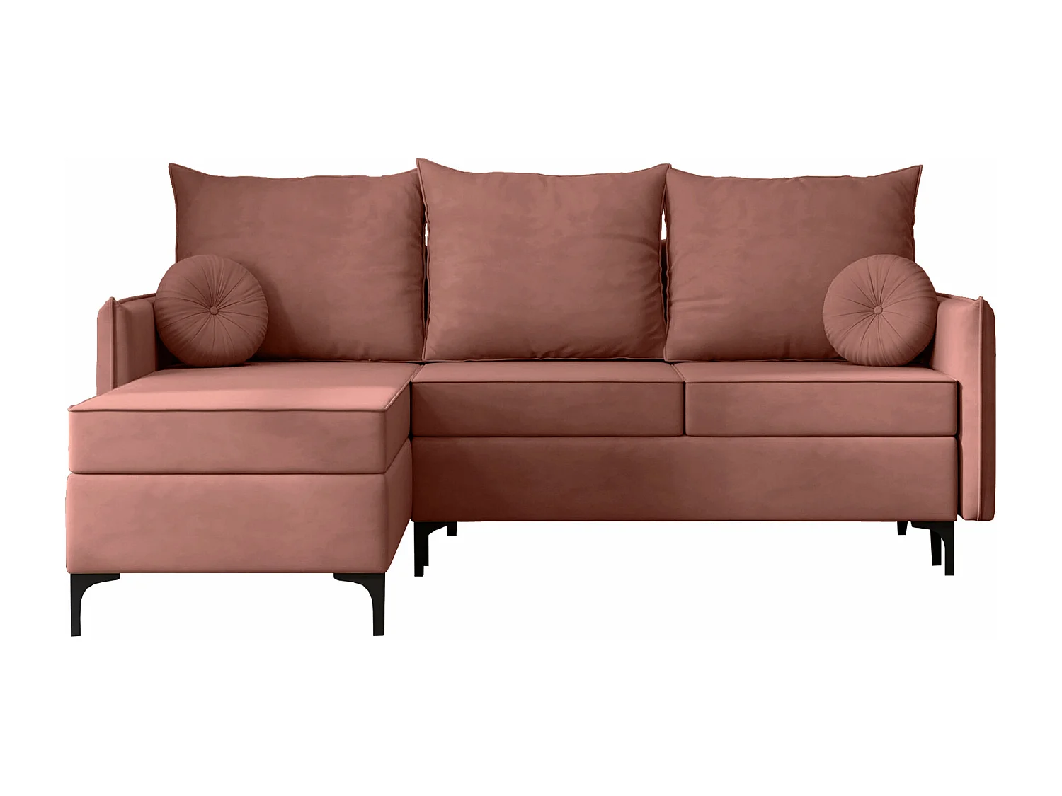 Canapé d'angle Clovis 112, Rose, Fonction de couchage, Boîte de literie, 213x168x101cm
