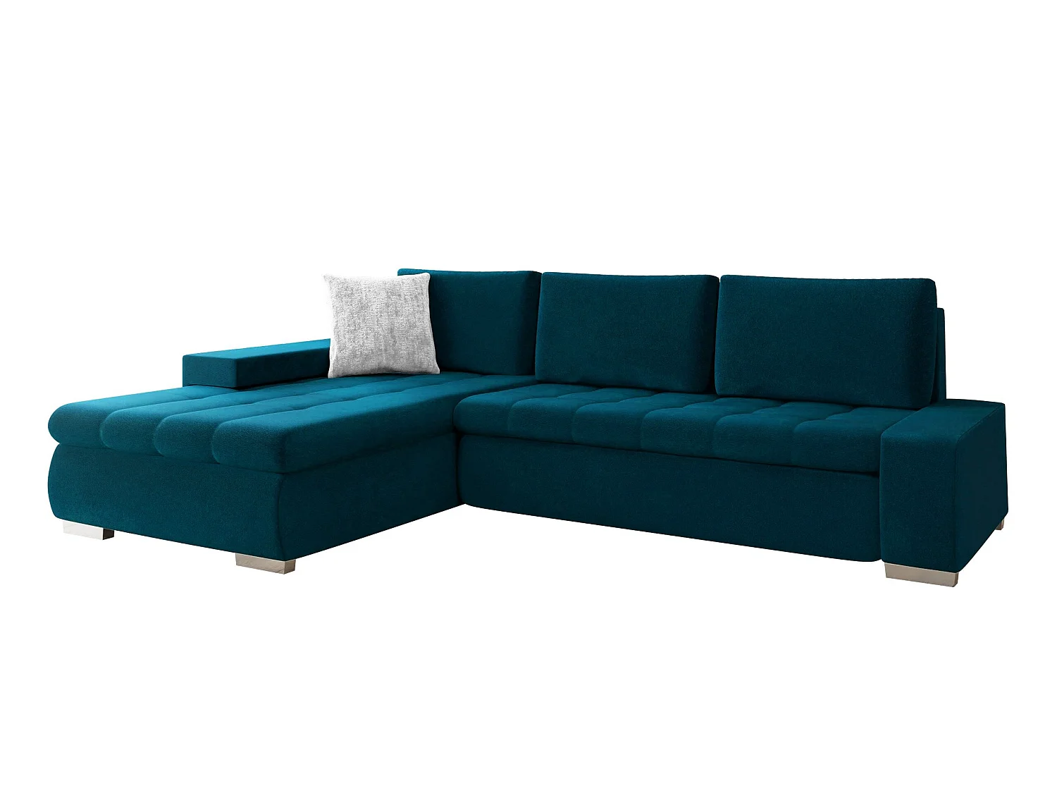 Canapé d'angle convertible 3 places en tissu vert