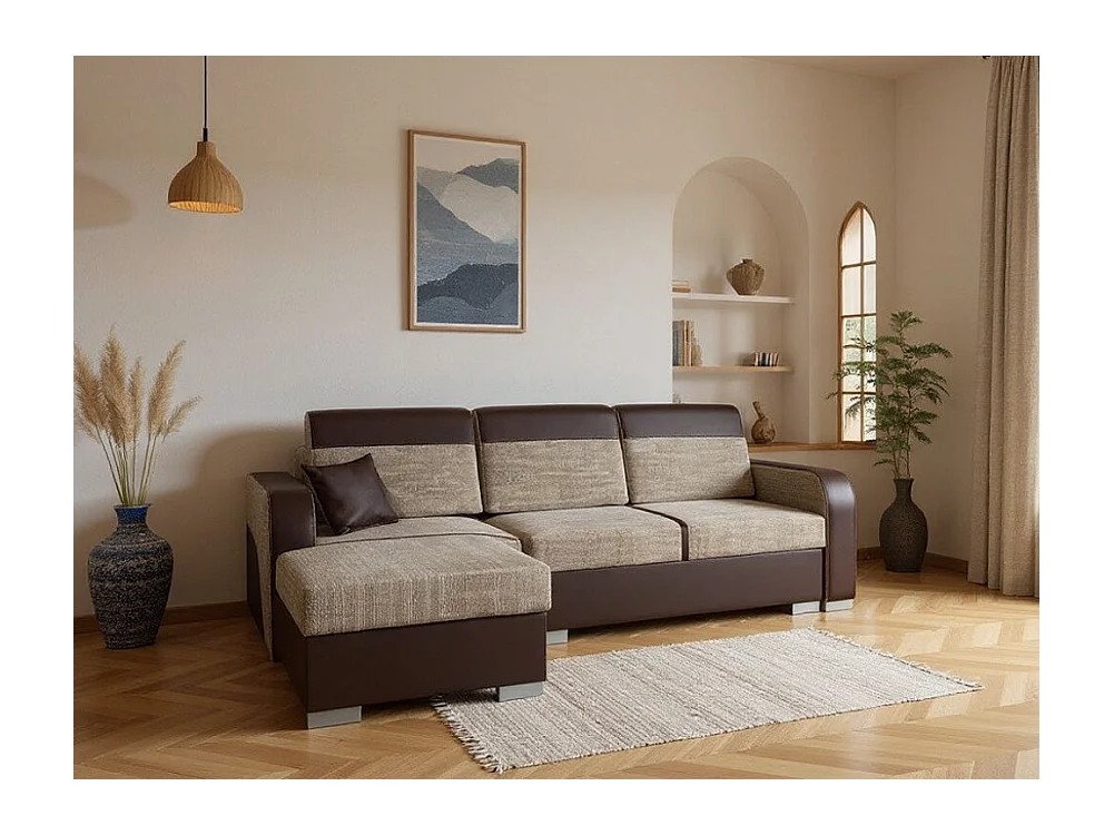 Divano angolare Edinburg 102, Marrone, Con, 235x155x90cm