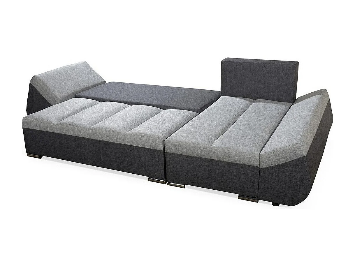 Sofá rinconero Memphis 111, Gris, Función de descanso, Almacenaje, 276x131x79cm