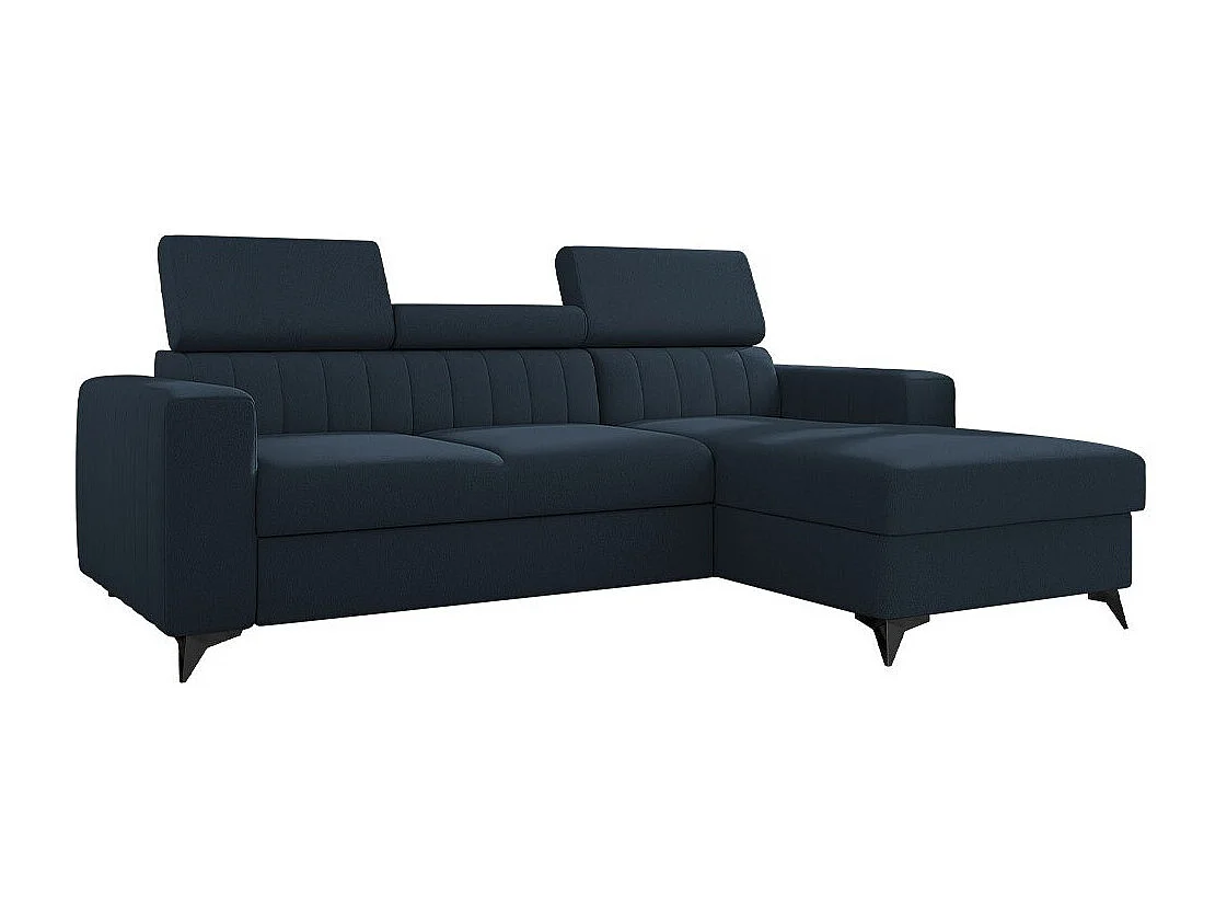 Sofá rinconero Columbus 170, Azul, Función de descanso, Almacenaje, 236x172x82cm