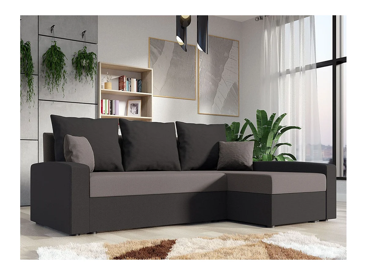 Canapé d'angle Memphis 122, Gris, Fonction de couchage, Boîte de literie, 232x139x83cm