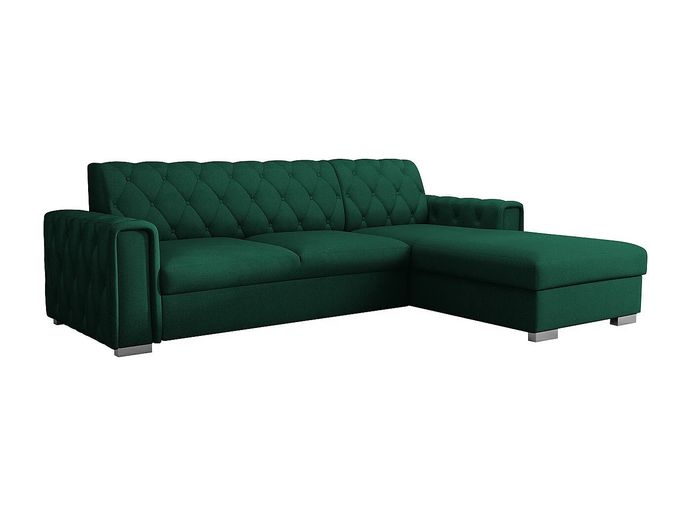 Sofá rinconero Columbus 203, Verde, Función de descanso, Almacenaje, 267x185x85cm