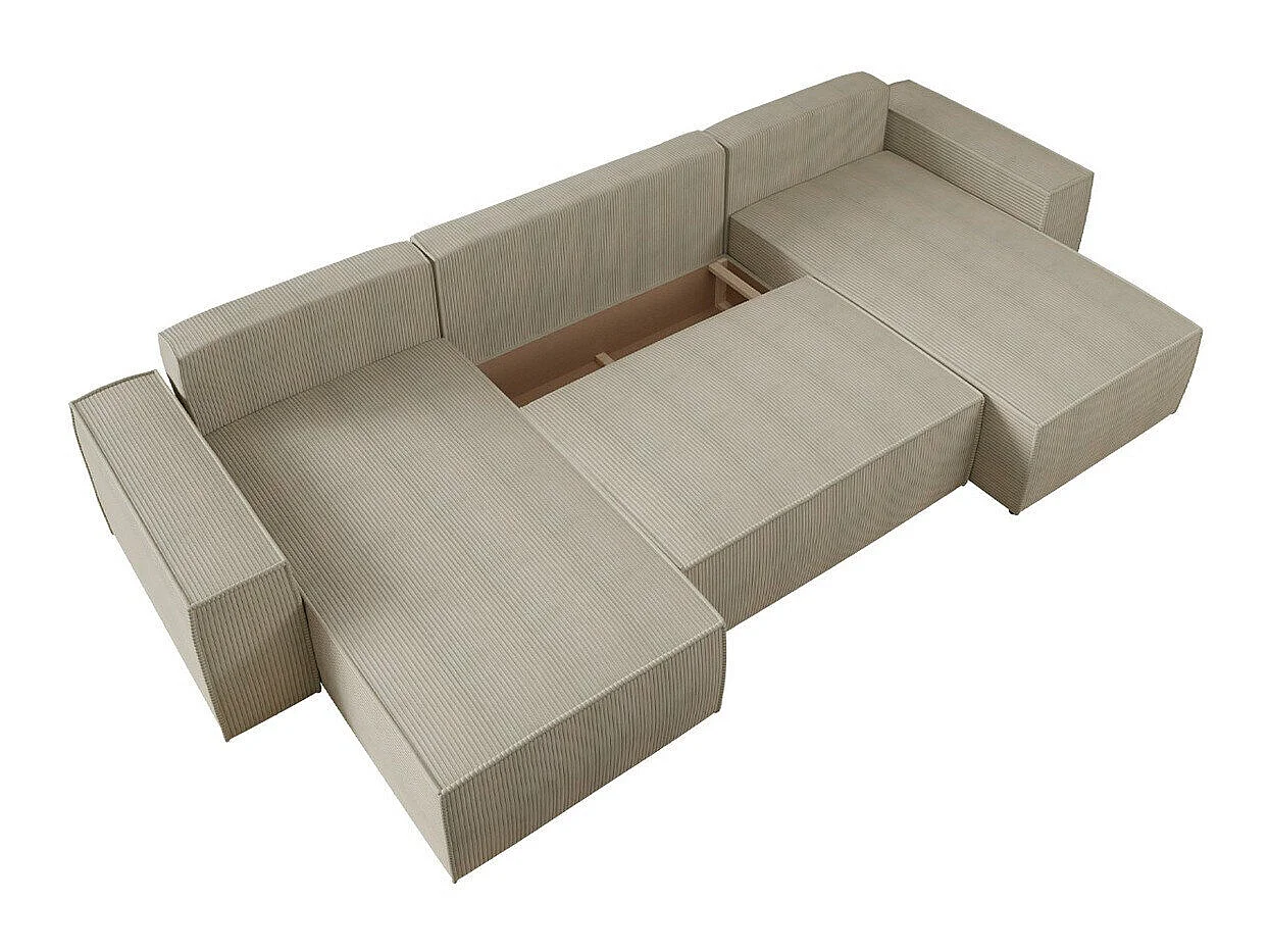 Canapé d'angle convertible 3 places en tissu vert CLOVIS