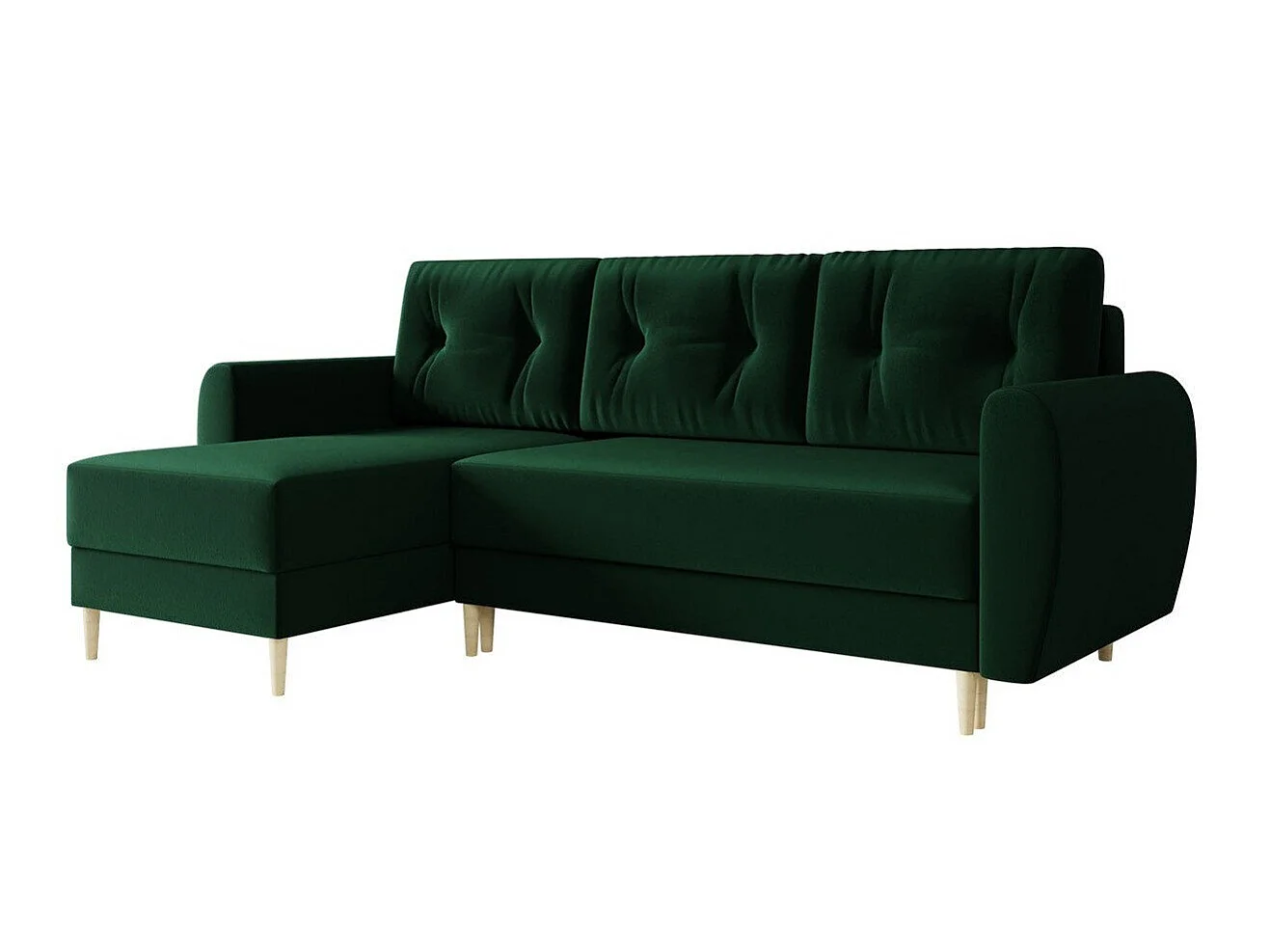 Canapé d'angle convertible 3 places en coton vert MEMPHIS