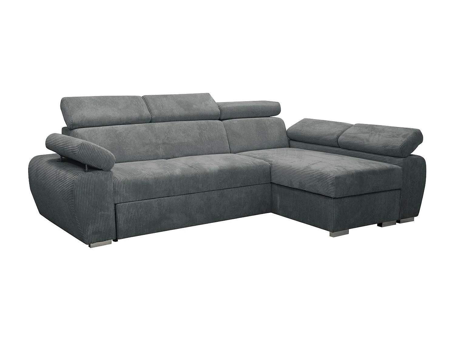 Sofá rinconero Columbus 192, Gris, Función de descanso, Almacenaje, 255x170x85cm