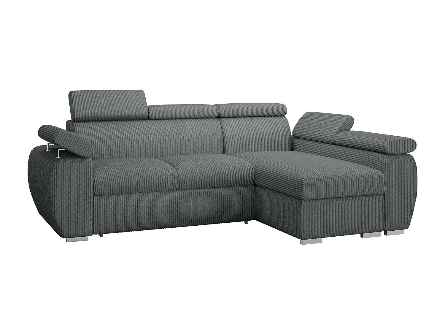 Canapé d'angle Columbus 192, Gris, Disponible, 255x170x85cm