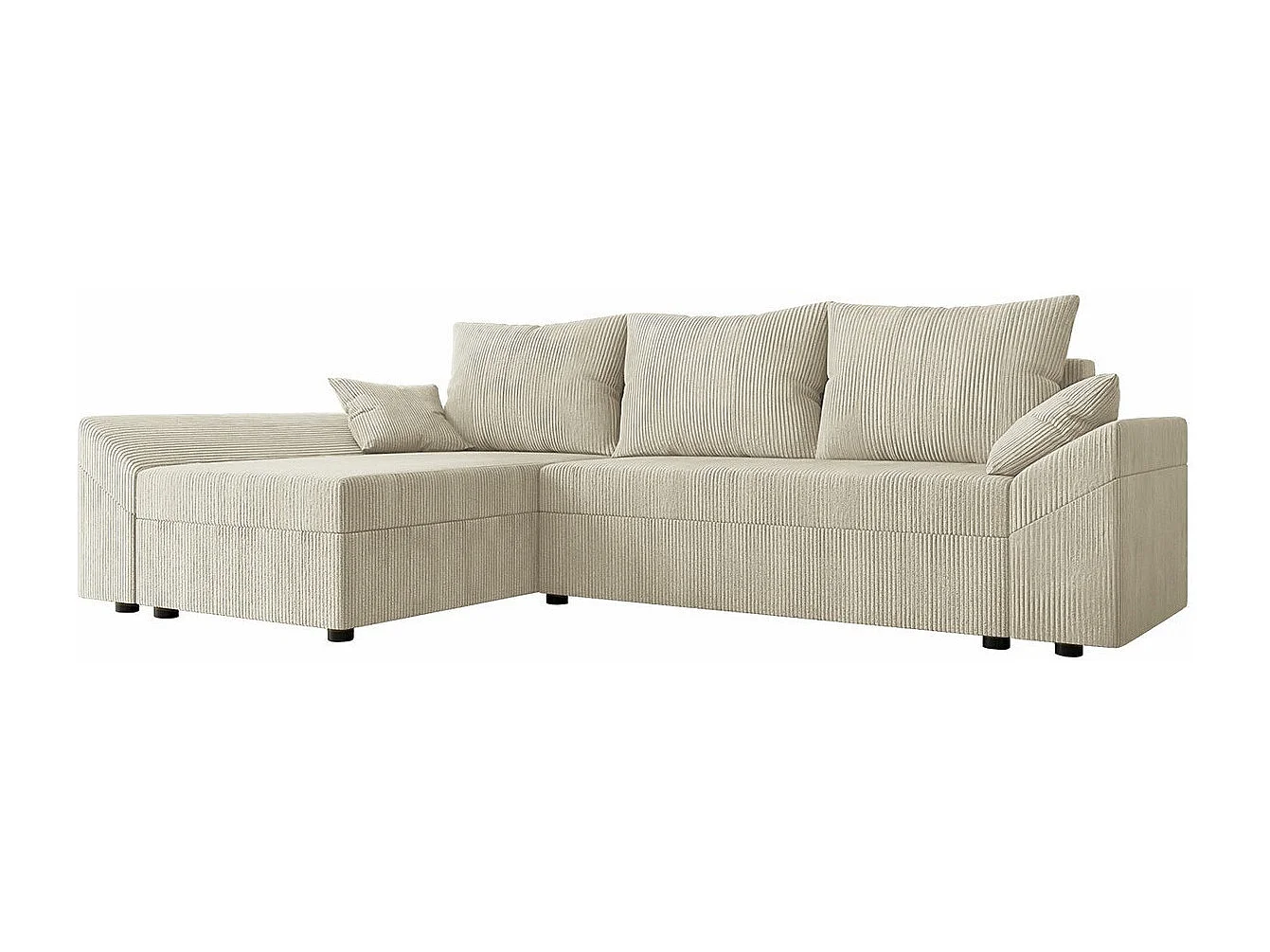 Sofá rinconero Memphis 104, De color marrón claro, Función de descanso, Almacenaje, 240cm