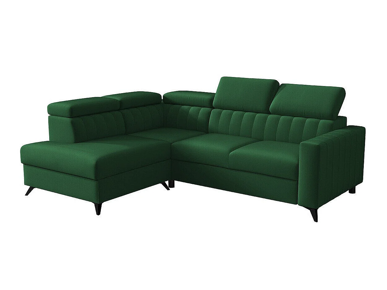 Sofá rinconero Columbus 202, Verde, Función de descanso, Almacenaje