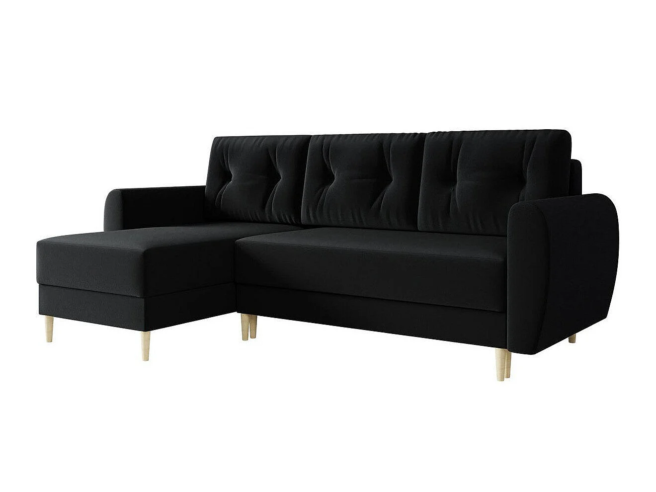 Sofá rinconero Memphis 109, Negro, Función de descanso, Almacenaje