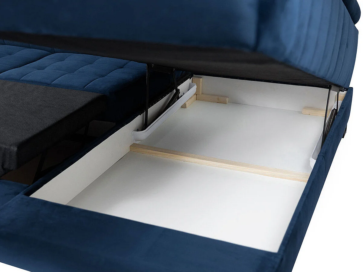 Canapé d'angle Comfivo 232, Noir, Fonction de couchage, Boîte de literie, 271x203x71cm