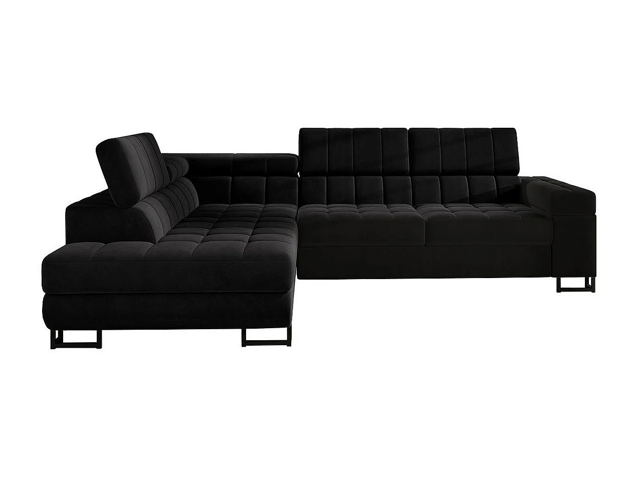 Sofá rinconero Comfivo 232, Negro, Función de descanso, Almacenaje, 271x203x71cm