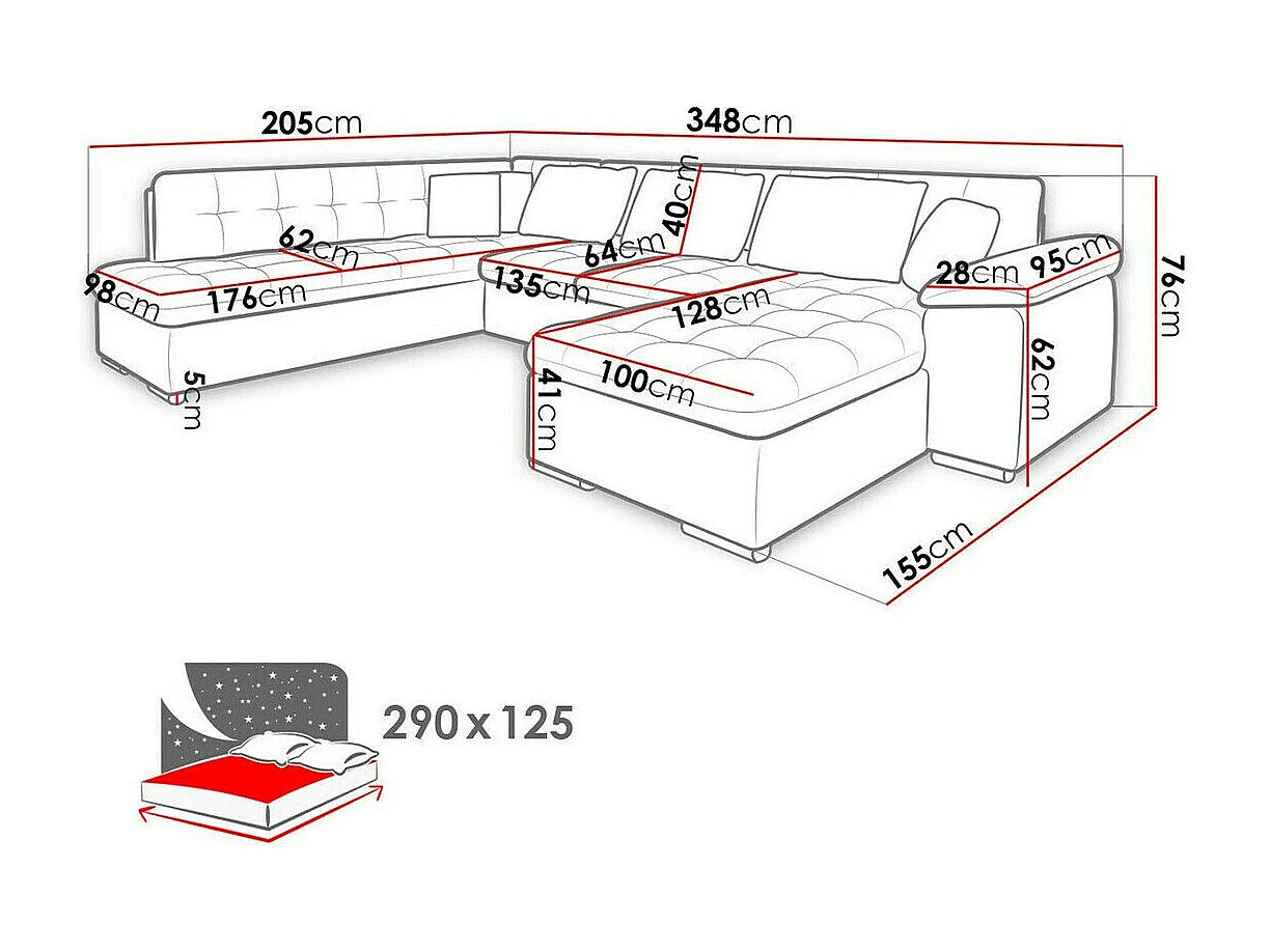 Sofá de canto Comfivo 180, Verde, Funcionalidade de dormir, 35x21x8cm