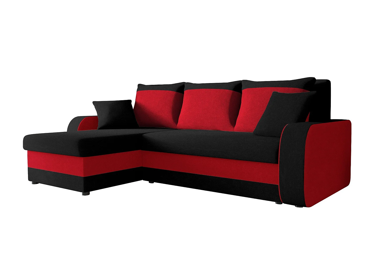 Sofá de canto Comfivo Melissa, Vermelho, Funcionalidade de dormir