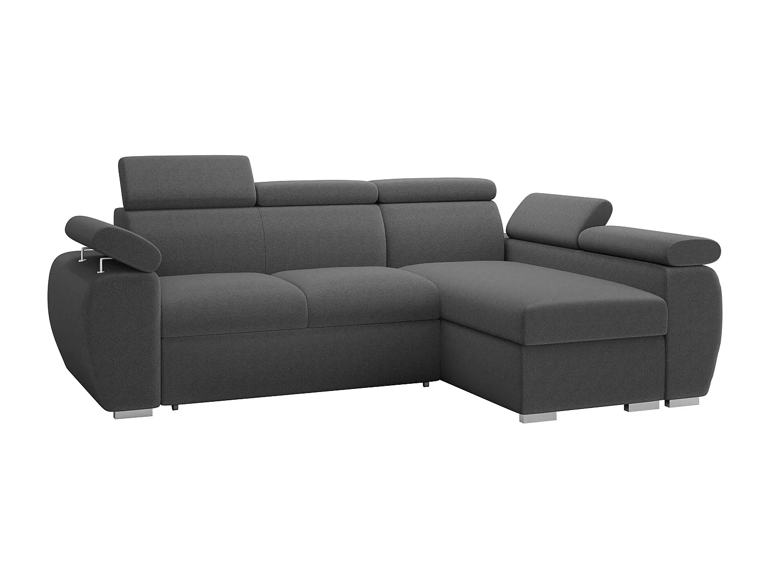 Canapé d'angle Columbus 132, Gris foncé, Disponible, 255x170x85cm