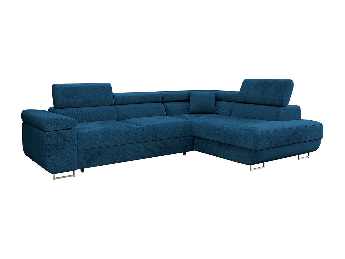 Canapé d'angle Comfivo Eliferu 100, Bleu, Fonction de couchage, Boîte de literie, 274cm
