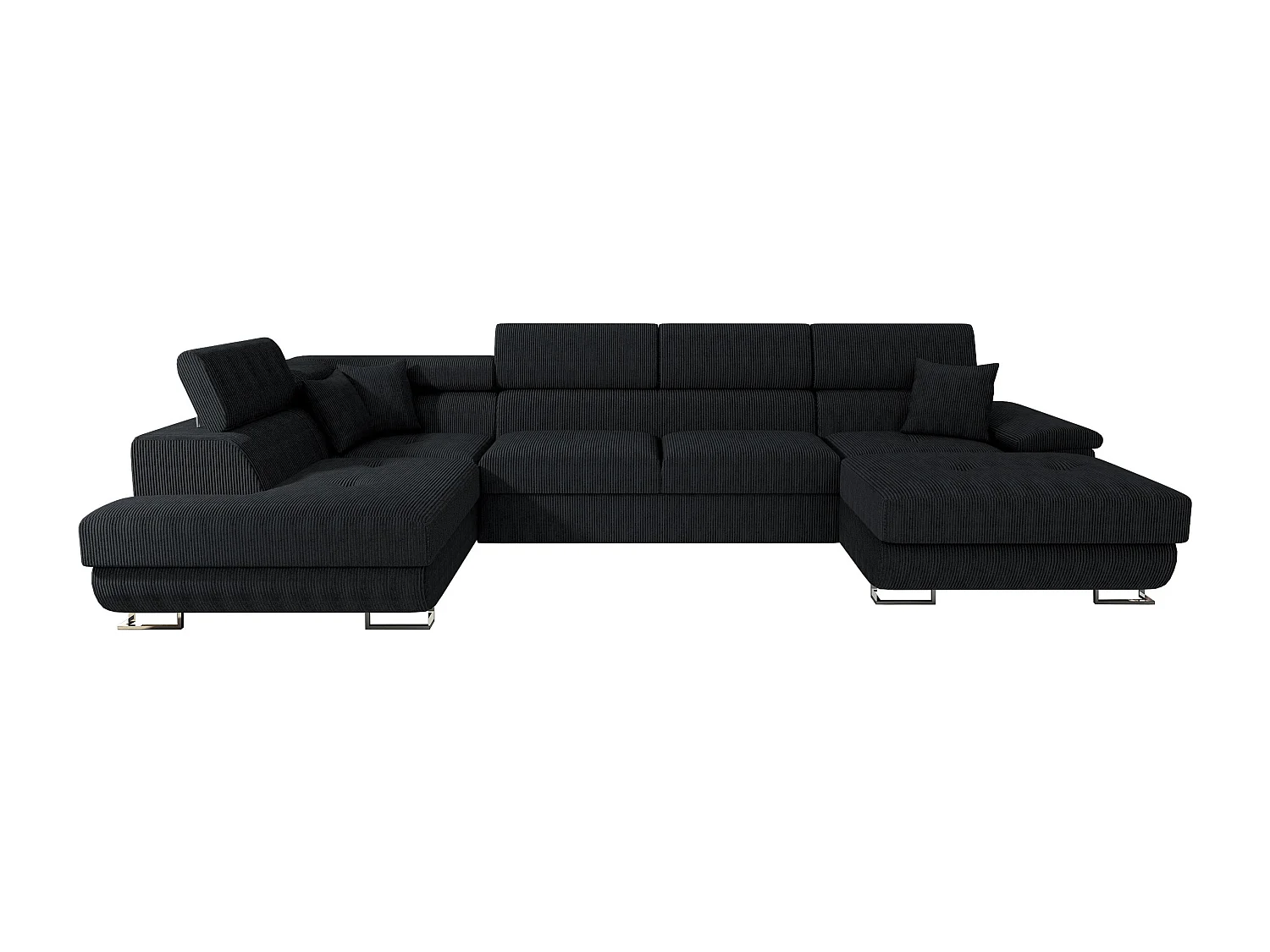 Sofá rinconero Comfivo Ruta, Negro, Función de descanso, Almacenaje, 345x202x71cm