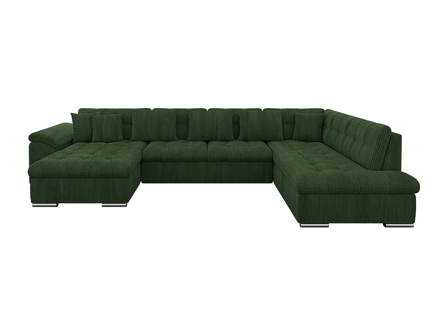 Sofá rinconero Comfivo 114, Verde, Función de descanso, Almacenaje, 348x205x76cm