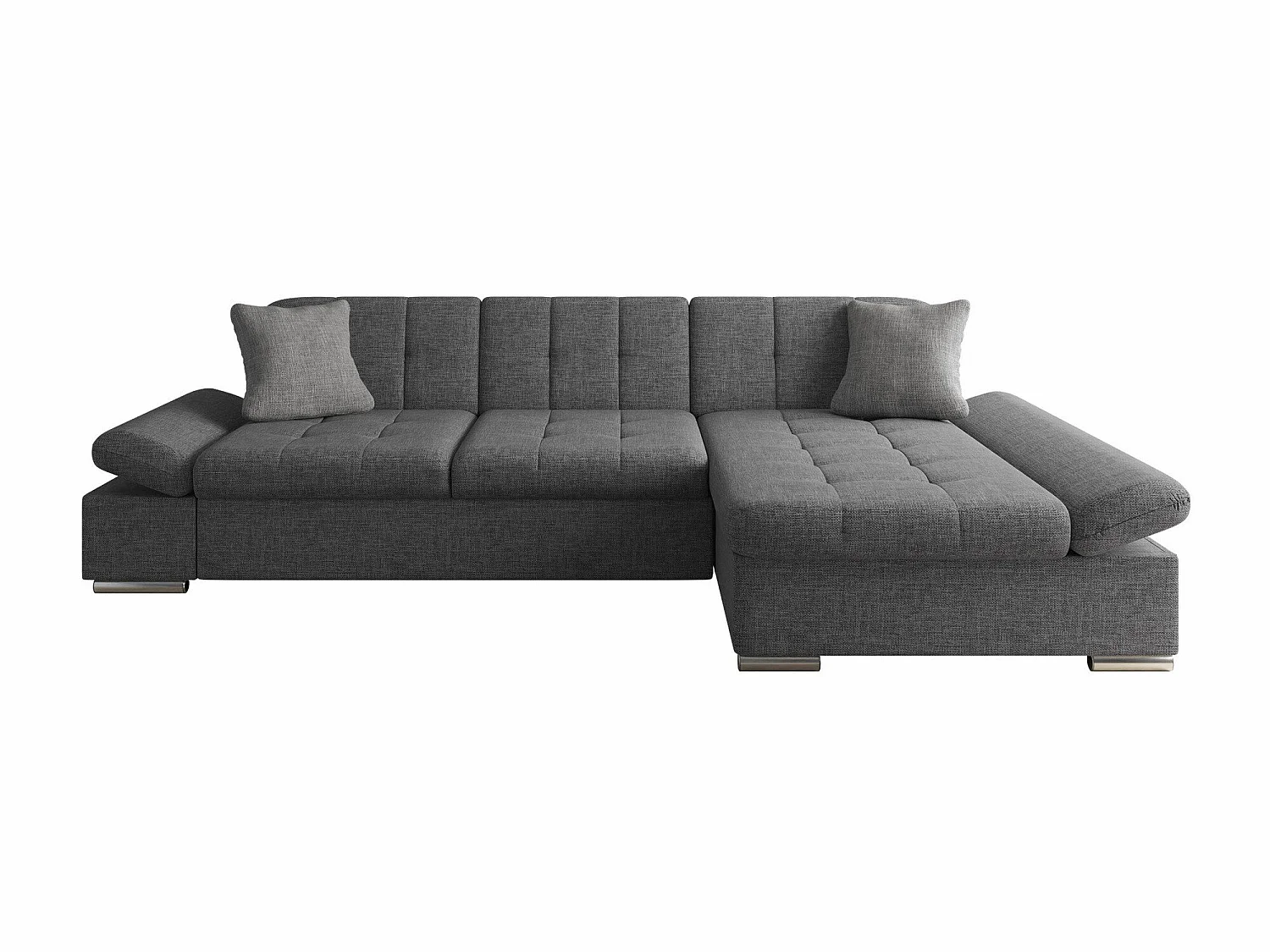 Canapé d'angle 3 places en tissu gris 278x161x76 cm
