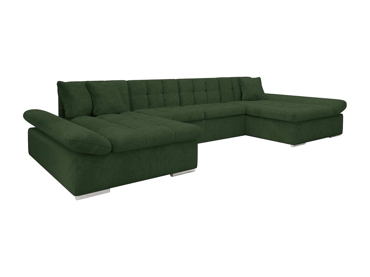 Sofá rinconero Comfivo 155, Verde, Función de descanso, Almacenaje, 360x160x75cm