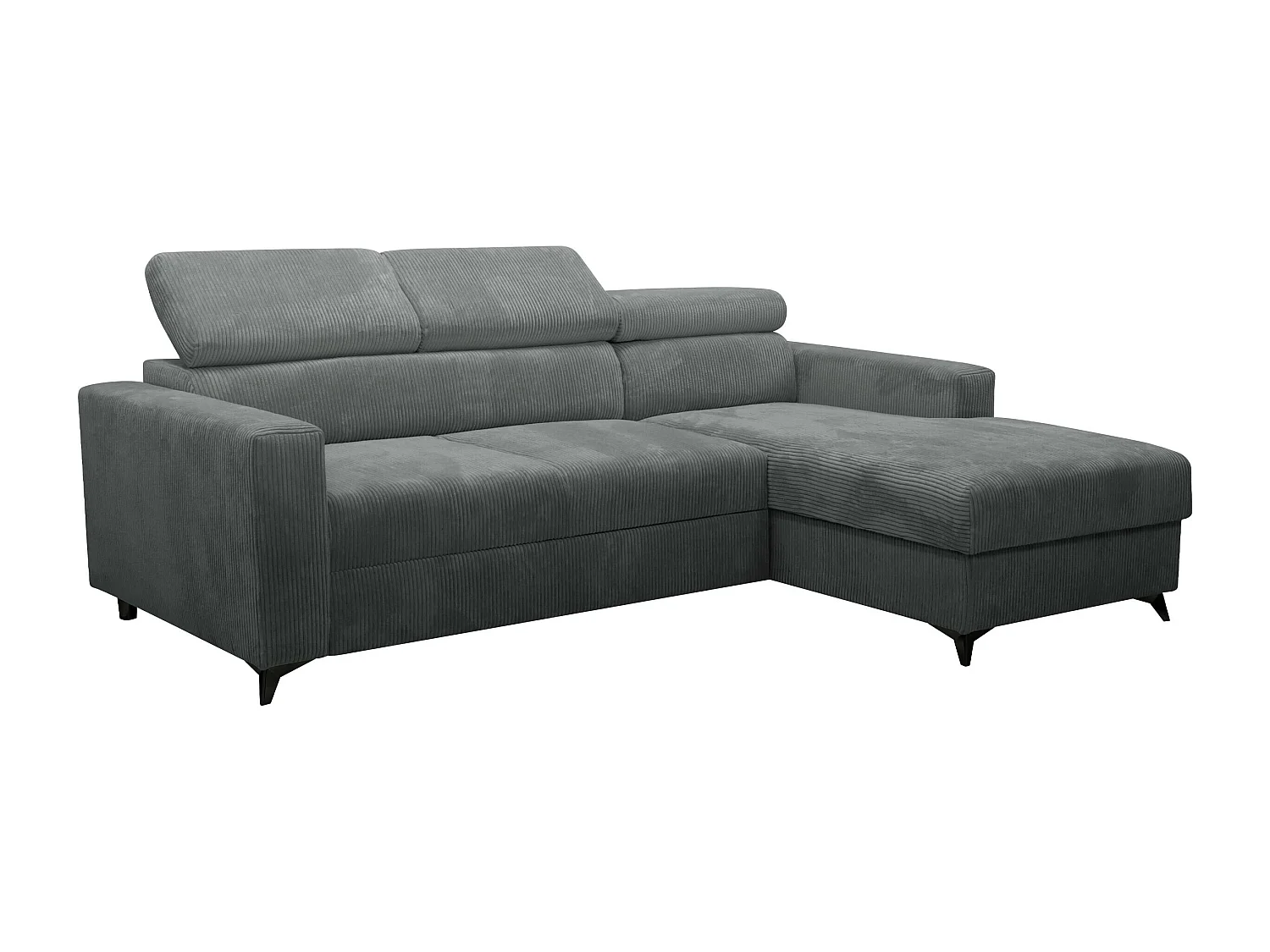 Sofá rinconero Columbus 191, Gris, Función de descanso, Almacenaje, 236x172x82cm