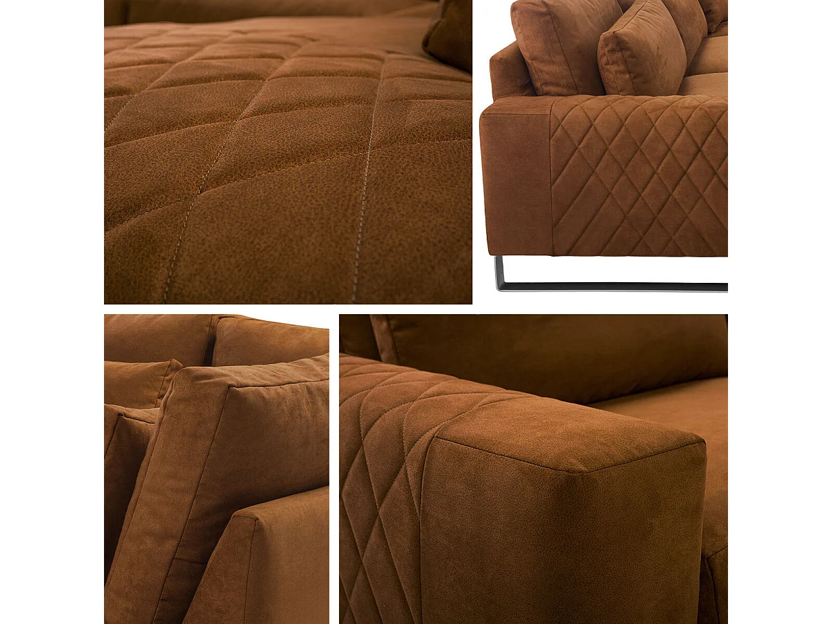 Canapé d'angle Kingsport 112, Marron, 314x224x90cm